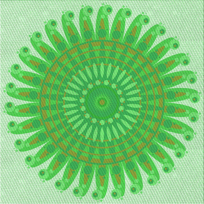 Round Patterned Green Rug, pat1900grn