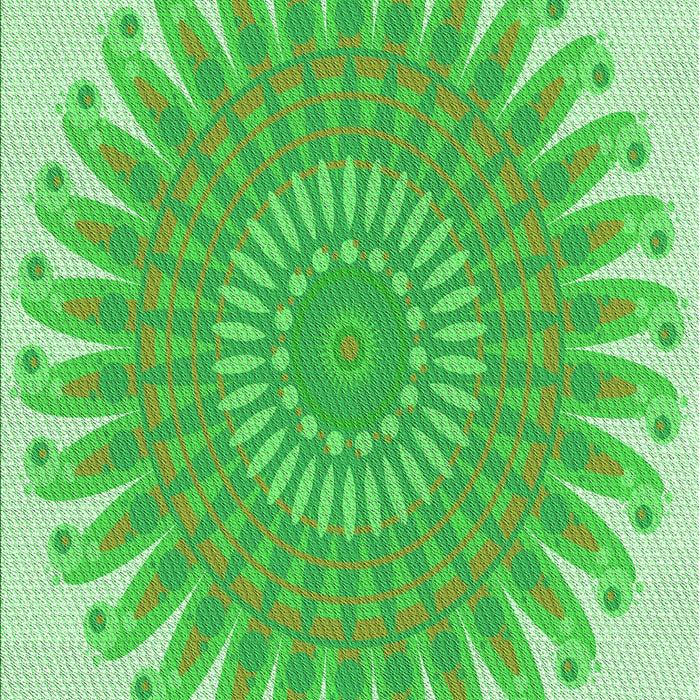 Machine Washable Transitional Green Rug, wshpat1900grn