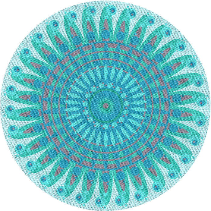 Square Patterned Macaw Blue Green Rug, pat1900lblu