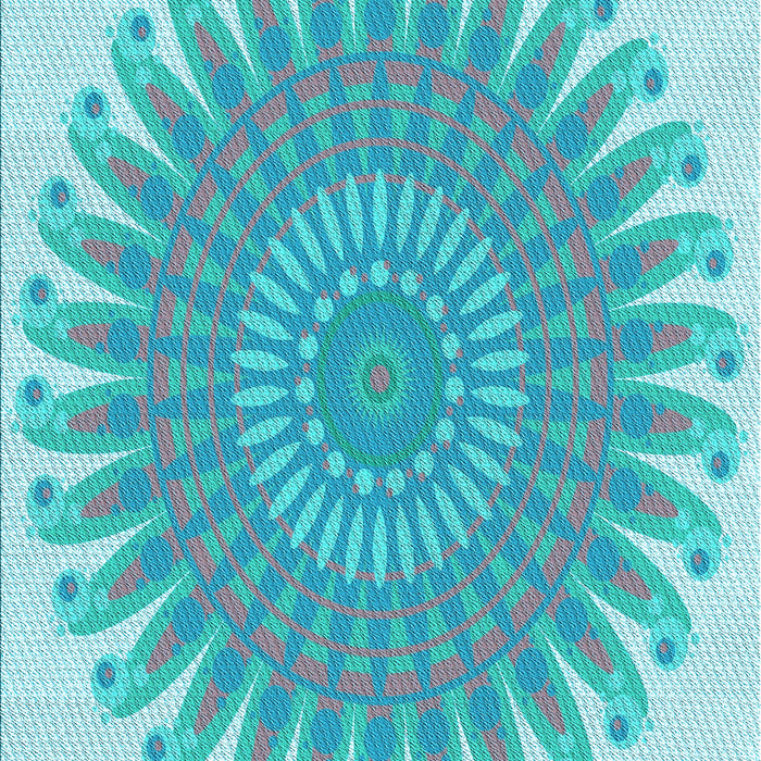 Machine Washable Transitional Macaw Blue Green Rug, wshpat1900lblu