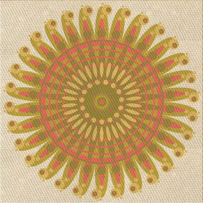 Round Patterned Yellow Rug, pat1900org