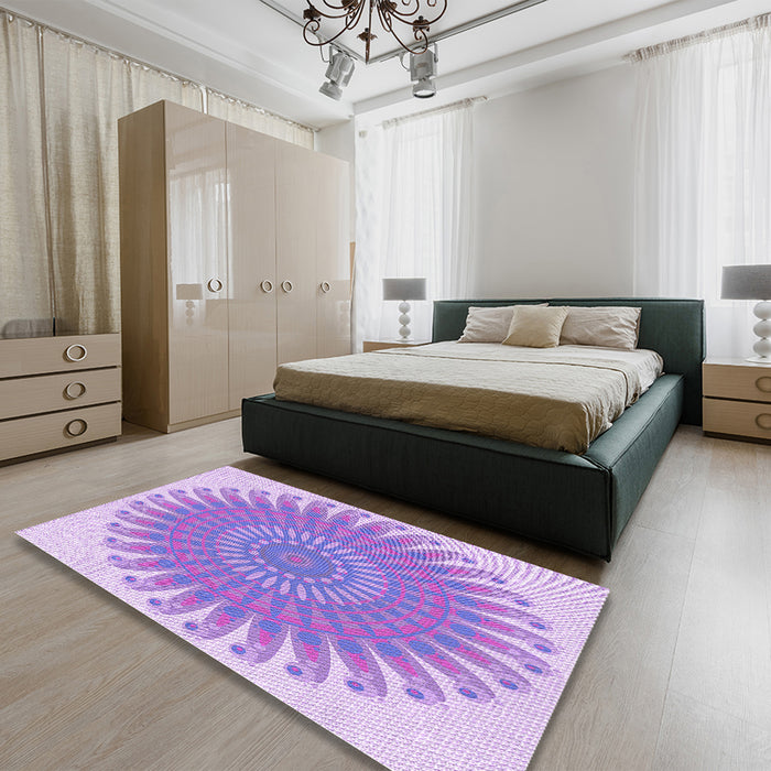 Patterned Mauve Purple Rug in a Bedroom, pat1900pur