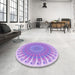 Round Patterned Mauve Purple Rug in a Office, pat1900pur