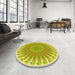 Round Patterned Bold Yellow Rug in a Office, pat1900yw