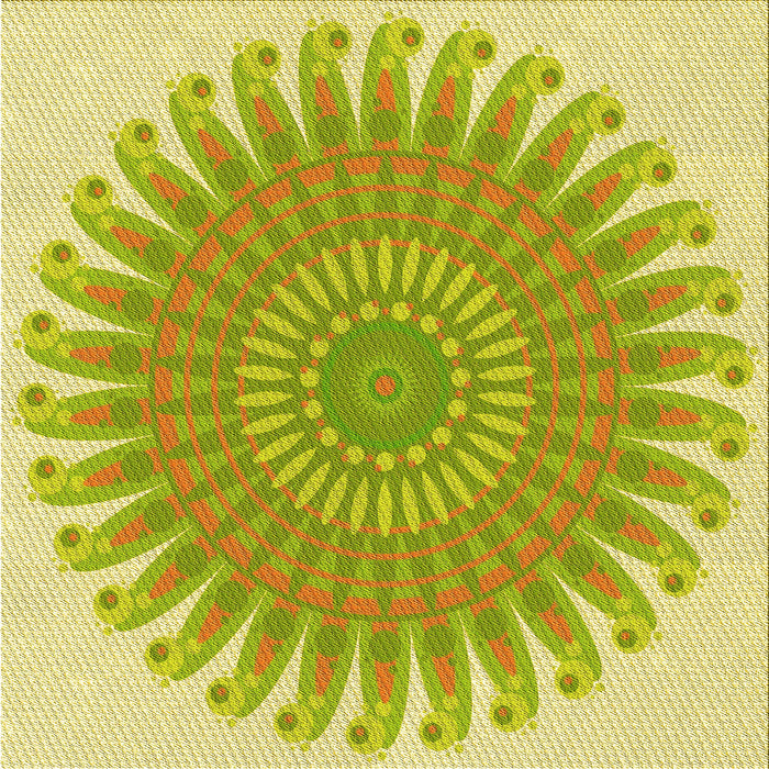 Round Patterned Bold Yellow Rug, pat1900yw