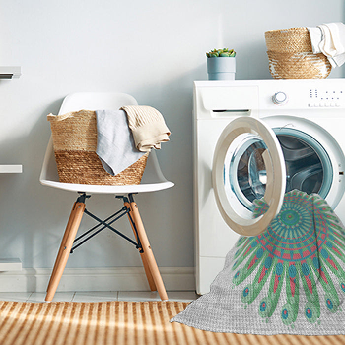 Machine Washable Transitional Grayish Turquoise Green Rug in a Washing Machine, wshpat1900
