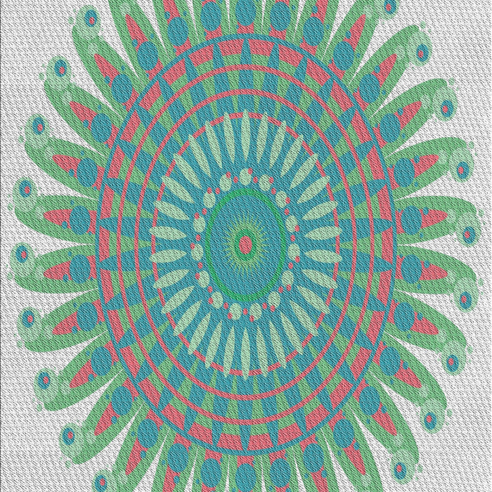 Patterned Grayish Turquoise Green Novelty Rug, pat1900