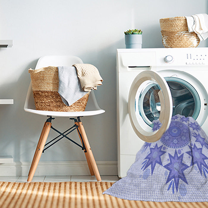 Machine Washable Transitional Blue Rug in a Washing Machine, wshpat1901blu