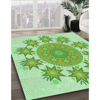 Patterned Light Green Rug, pat1901grn