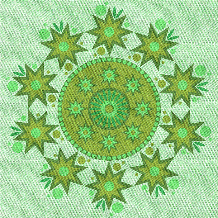 Round Patterned Light Green Rug, pat1901grn