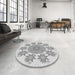 Round Patterned Gunmetal Gray Rug in a Office, pat1901gry