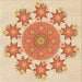 Round Patterned Khaki Gold Rug, pat1901org