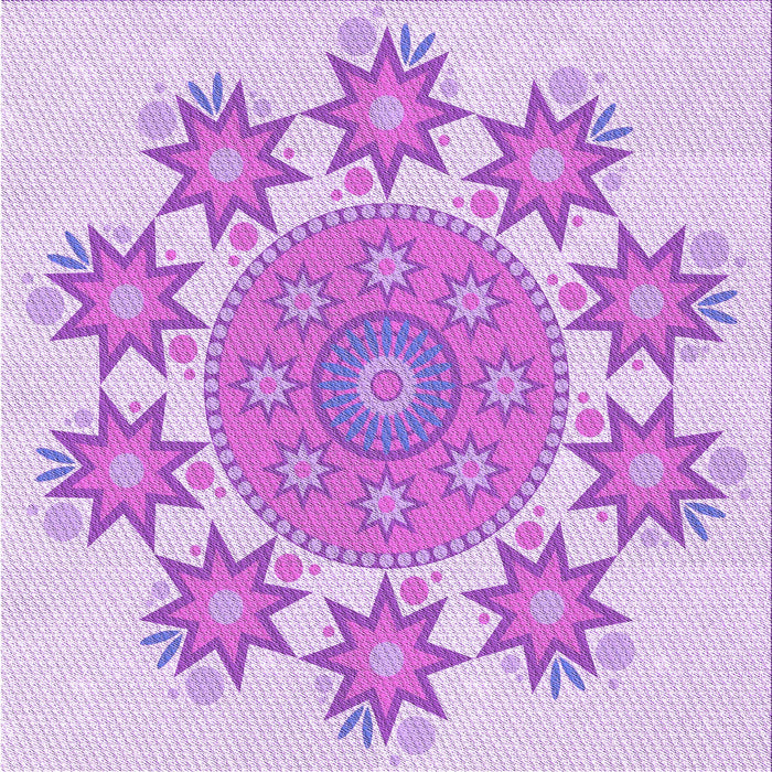 Round Machine Washable Transitional Blossom Pink Rug, wshpat1901pur