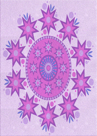 Machine Washable Transitional Blossom Pink Rug, wshpat1901pur