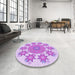 Round Patterned Blossom Pink Rug in a Office, pat1901pur