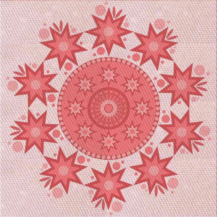 Round Machine Washable Transitional Pink Rug, wshpat1901rd