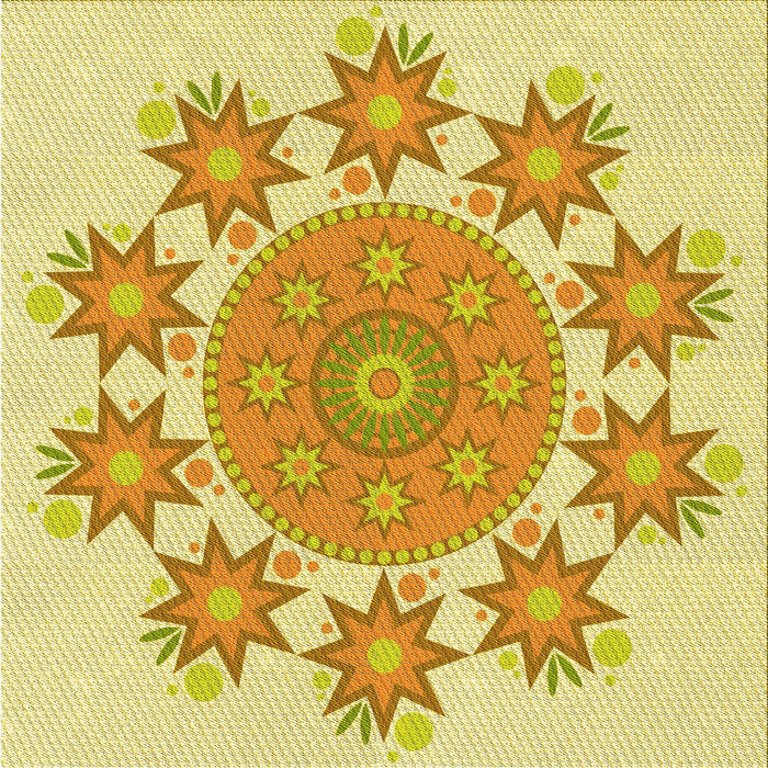 Round Patterned Orange Rug, pat1901yw