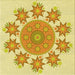 Round Patterned Orange Rug, pat1901yw