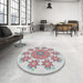 Round Patterned Tulip Pink Novelty Rug in a Office, pat1901