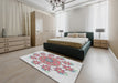 Machine Washable Transitional Tulip Pink Rug in a Bedroom, wshpat1901