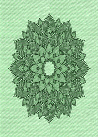 Machine Washable Transitional Mint Green Rug, wshpat1902grn
