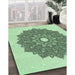 Machine Washable Transitional Mint Green Rug in a Family Room, wshpat1902grn