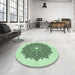 Round Patterned Mint Green Rug in a Office, pat1902grn
