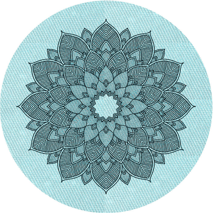 Square Patterned Deep-Sea Green Rug, pat1902lblu