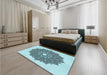 Patterned Deep-Sea Green Rug in a Bedroom, pat1902lblu