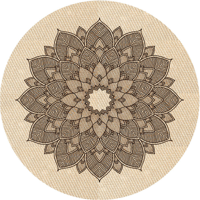 Square Patterned Dark Gold Brown Rug, pat1902org