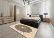 Patterned Dark Gold Brown Rug in a Bedroom, pat1902org
