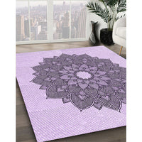 Patterned Purple Flower Purple Rug, pat1902pur