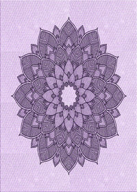 Machine Washable Transitional Purple Flower Purple Rug, wshpat1902pur