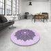Round Patterned Purple Flower Purple Rug in a Office, pat1902pur