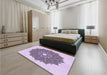 Round Machine Washable Transitional Purple Flower Purple Rug in a Office, wshpat1902pur