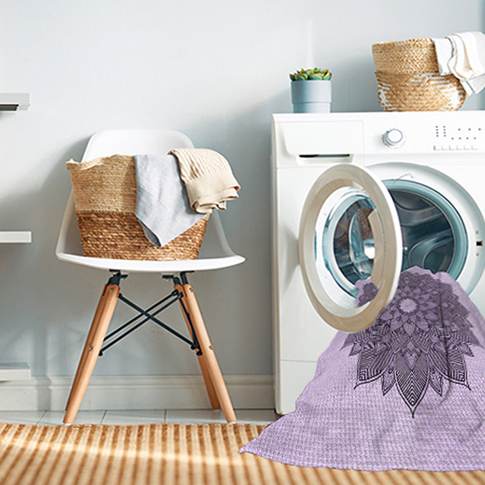 Machine Washable Transitional Purple Flower Purple Rug in a Washing Machine, wshpat1902pur