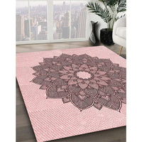 Patterned Light Rose Pink Rug, pat1902rd