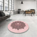 Round Patterned Light Rose Pink Rug in a Office, pat1902rd