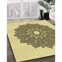 Patterned Mustard Yellow Rug, pat1902yw