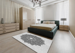 Patterned Off-White Novelty Rug in a Bedroom, pat1902