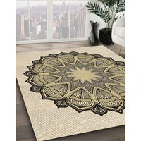 Patterned Khaki Gold Rug, pat1903brn