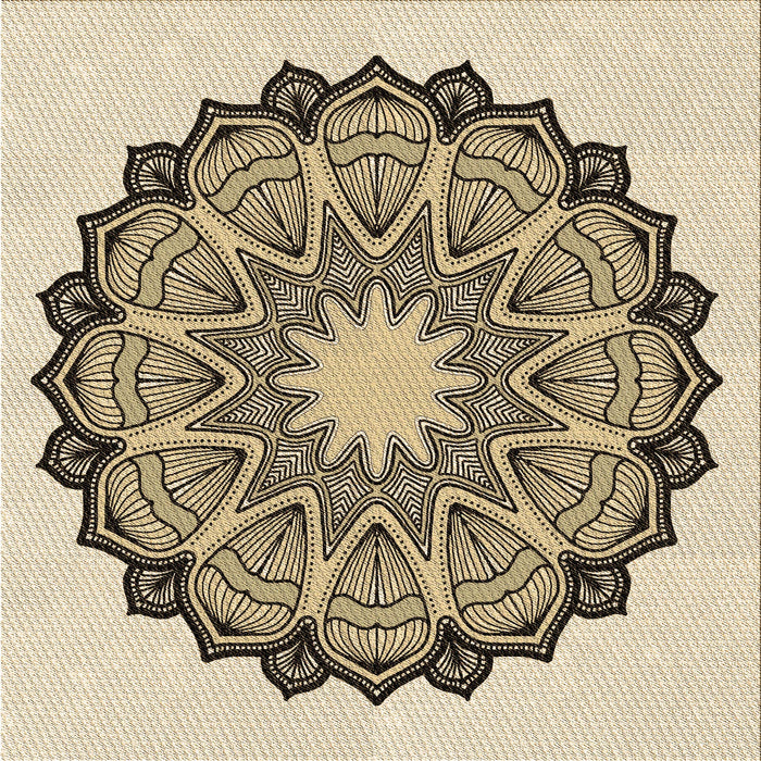 Round Machine Washable Transitional Khaki Gold Rug, wshpat1903brn