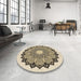 Round Patterned Khaki Gold Rug in a Office, pat1903brn