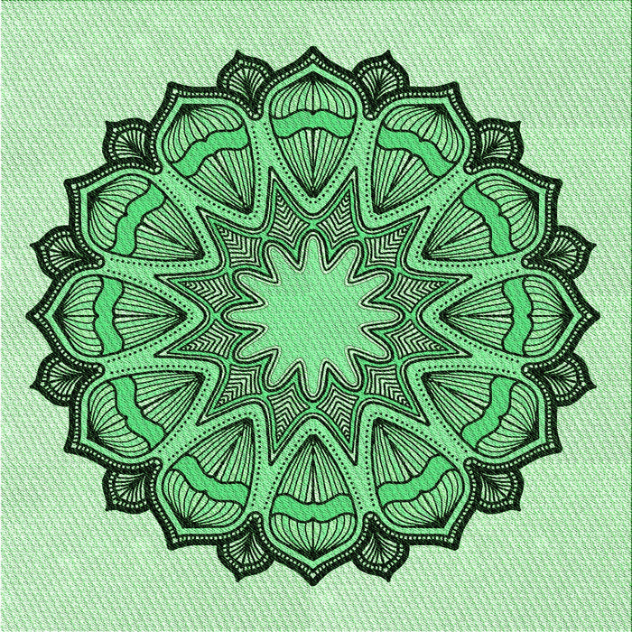 Round Patterned Green Rug, pat1903grn