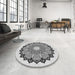 Round Patterned Ash Gray Rug in a Office, pat1903gry