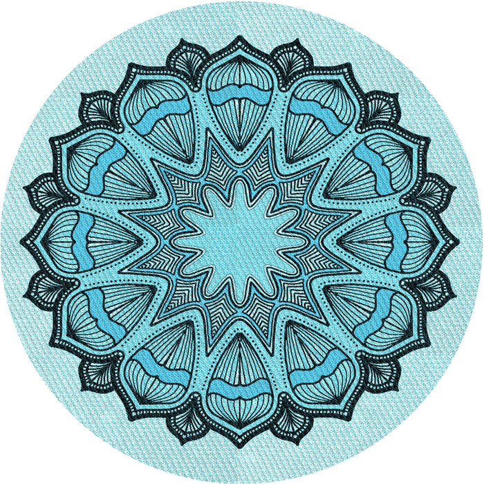 Square Machine Washable Transitional Aquamarine Stone Green Rug in a Living Room, wshpat1903lblu