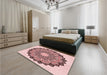 Round Machine Washable Transitional Pink Rug in a Office, wshpat1903rd