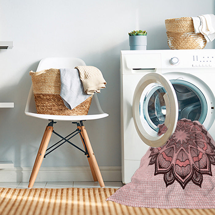 Machine Washable Transitional Pink Rug in a Washing Machine, wshpat1903rd