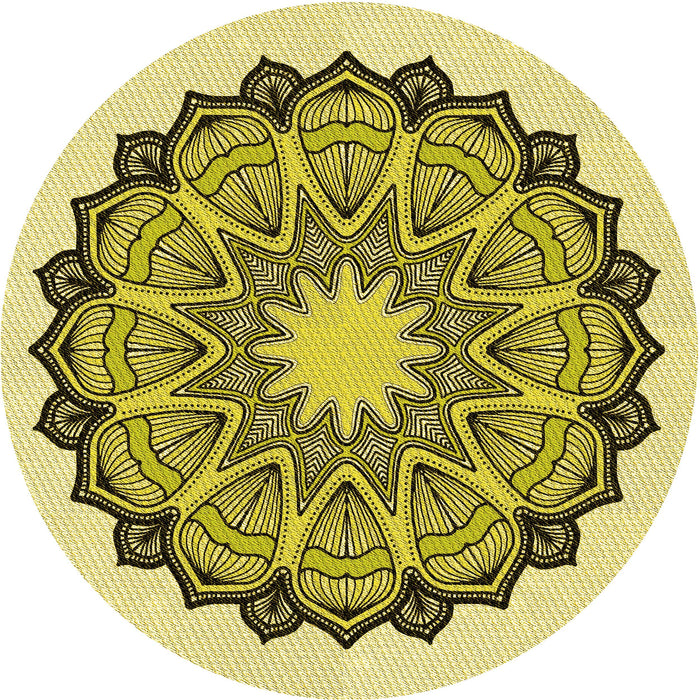 Square Machine Washable Transitional Neon Yellow Rug in a Living Room, wshpat1903yw