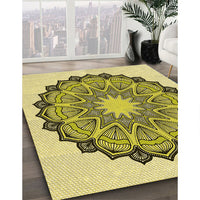 Patterned Neon Yellow Rug, pat1903yw